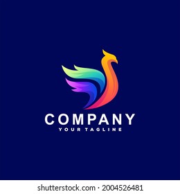 diseño del logotipo de gradiente de color de pájaro