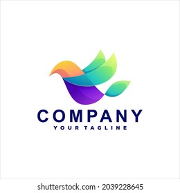 diseño del logotipo de gradiente de color de pájaro