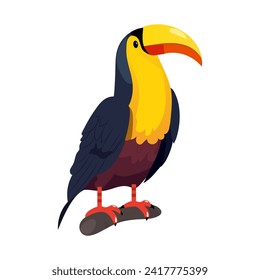 Bird of colorful set. The design harmoniously merges the clean white background with the toucan's vibrant and captivating colors. Vector illustration.