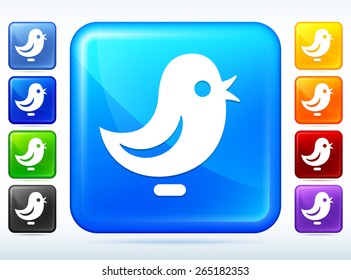 Bird Colorful Square Button