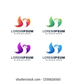Bird colorful vector design set template