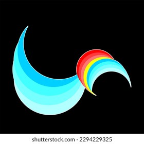 logo coloreado de pájaro vector azul rojo
