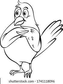 Bird coloring book cartoon vector art and illustration