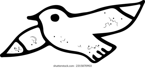 Bird Coloring Doodle Vector Illustration