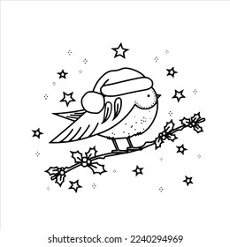 Bird Coloring Page Colored Illustration