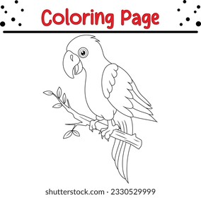 bird coloring page for kids.  Black and white vector illustration for coloring book. Wild animal coloring pages for children