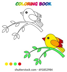 BIRD   - coloring page. Worksheet. Game for kids -  coloring book.  Vector cartoon  illustration. 