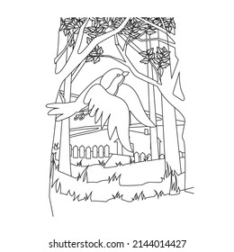 Bird Coloring Pages for Kids. Bird Coloring Page. Bird Coloring Pages.  sketch drawing with doodle. Line Art