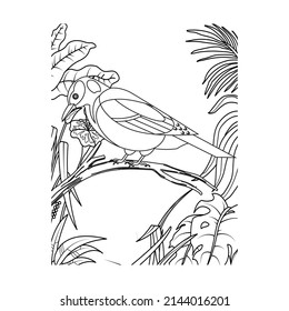 Bird Coloring Pages for Kids. Bird Coloring Page. Bird Coloring Pages.  sketch drawing with doodle. Line Art