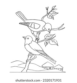 Learn How to Draw a Bird Sitting on a Branch (Birds) Step by Step : Drawing  Tutorials