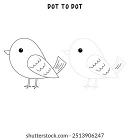 Bird coloring pages for kids. Trace and color bird. Coloring page outline of cute bird. Bird tracing worksheet printable. Cartoon animal drawing. Kindergarten and preschool activity.