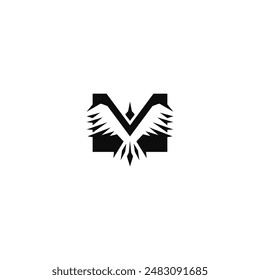 Bird combination with letter M. company logo design.