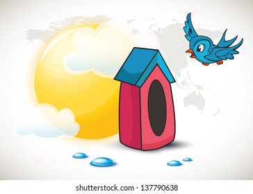 Bird coming back home