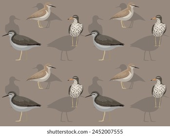 Bird Common Sandpiper Cartoon Cute Seamless Wallpaper Background