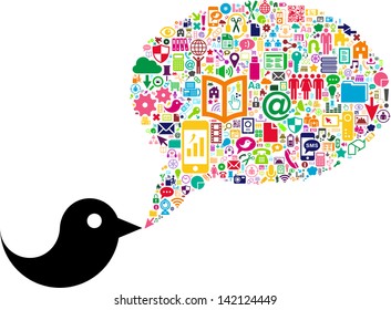 Bird and conceptual Social Media bubble-speech