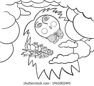 Bird concert to the rising sun.Vector illustration on a white background