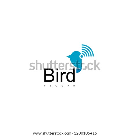Bird Connection Wireless Logo Design Vector