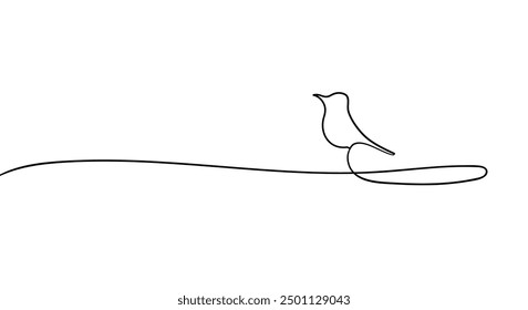 Bird continuous line art drawing isolated on white background. Vector illustration