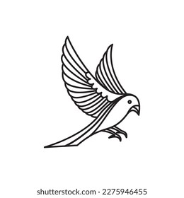 bird continuous line design on white background