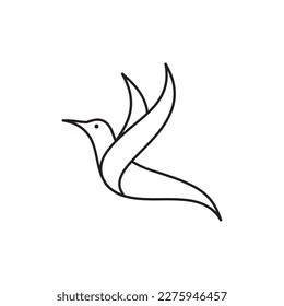 bird continuous line design on white background