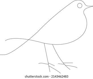 Bird Continuous Line Drawing Element Isolated On White Background For Decorative Element. Vector Illustration Of Animal Form In Trendy Outline Style