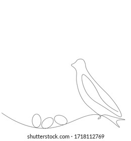 Bird continuous line drawing, vector illustration