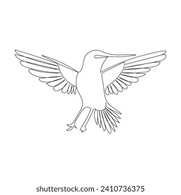 Bird  continuous one line drawing outline vector illustration