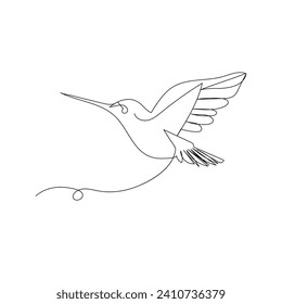 Bird  continuous one line drawing outline vector illustration