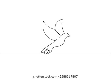 Bird continuous one line drawing and minimalist style isolate outline vector illustration