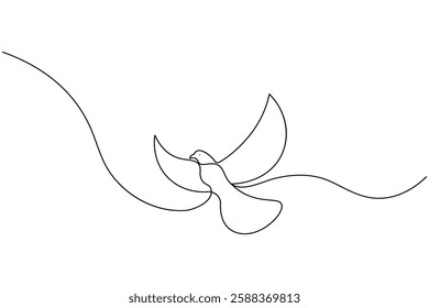 Bird continuous one line drawing and minimalist style isolate outline vector illustration