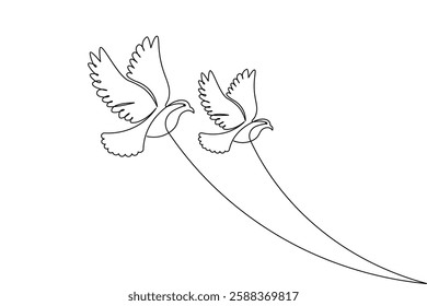 Bird continuous one line drawing and minimalist style isolate outline vector illustration