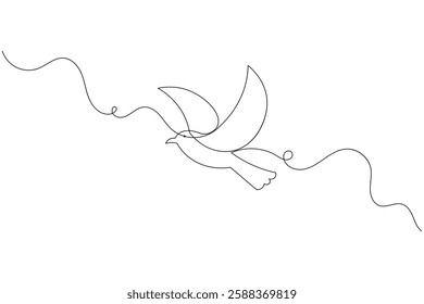 Bird continuous one line drawing and minimalist style isolate outline vector illustration