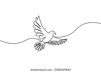 Bird continuous one line drawing and minimalist style isolate outline vector illustration