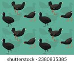 Bird Coot Nativehen Moorhen Cartoon Cute Seamless Wallpaper Background