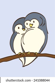 Bird couple with blue background