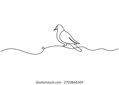 Pareja de pájaro continuo de una línea de dibujo de contorno minimalista Ilustración vectorial
