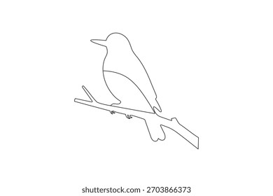 Pareja de pájaro continuo de una línea de dibujo de contorno minimalista Ilustración vectorial
