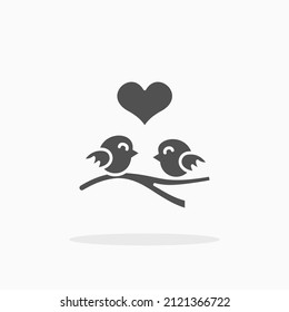 Bird couple with love heart glyph icon. Can be used for digital product, presentation, print design and more.