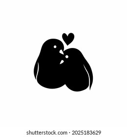 Bird Couple Symbol Logo. Tattoo Design. Stencil Vector Illustration