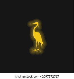 Crana de pájaro Forma de nido amarillo brillante icono de neón