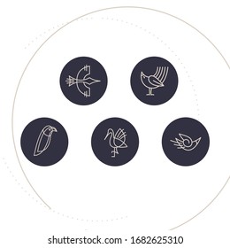 bird creative icons set, background, toucan, storck, dove, sparrow, flamingo
