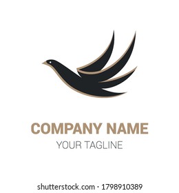 Plantilla de Ilustración con Logo Creativo de Pájaros. Adecuado para la industria creativa, multimedia, el entretenimiento o la educación en fondo blanco