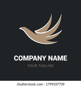 Bird Creative Logo Illustration Template. Suitable for Creative Industry, Multimedia, Entertainment or Educations on Black Background
