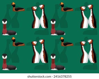 Bird Crested Grebe Cute Seamless Wallpaper Background
