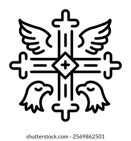 Bird cross icon in linear style 