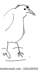 Bird crow line drawing isolated vector.