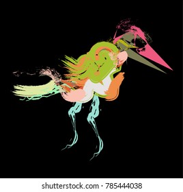 Bird crow logo icon sign Hand drawn grunge on black background Abstract modern design style Fashion print for clothes apparel greeting invitation card banner interior poster flyer websites Vector