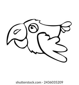 Bird crow outline, vector illustration hand drawn