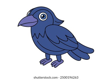 Bird Crow Vector Illustration Cartoon, Clipart, and Line Art Design for Micro stock