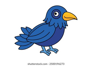 Bird Crow Vector Illustration Cartoon, Clipart, and Line Art Design for Micro stock